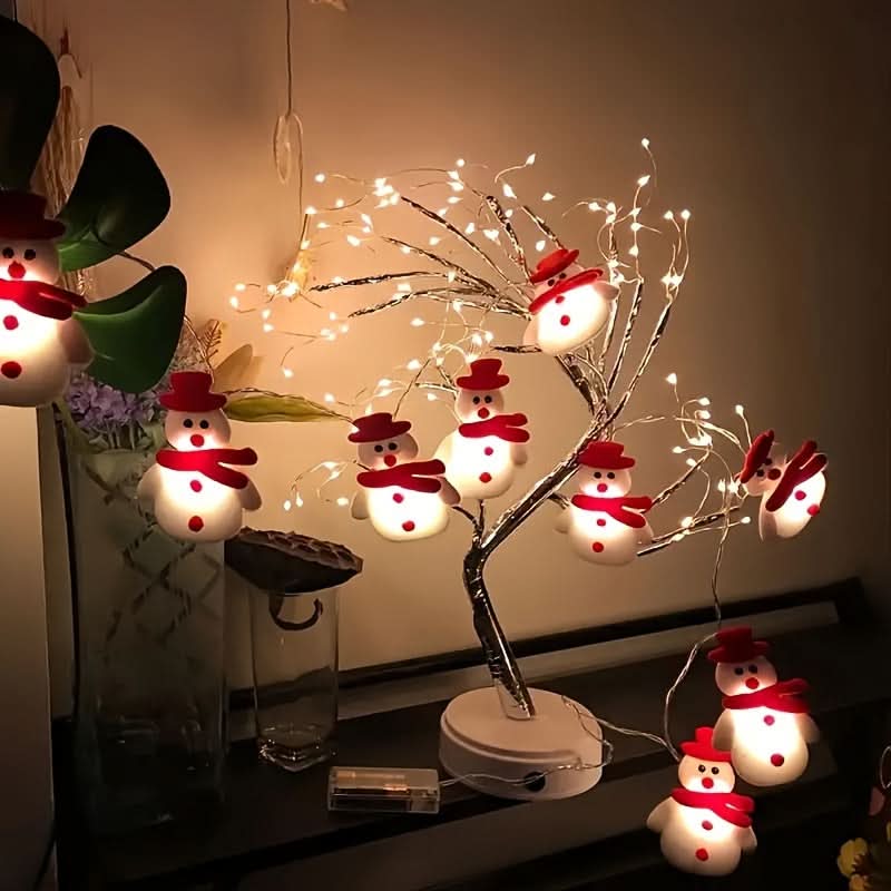 10 Luzes de Corda de Boneco de Neve LED - Aparência Vermelho e Branco / Cor de luz quente