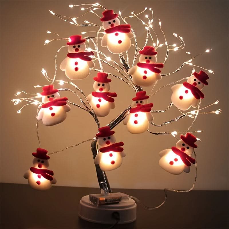 10 Luzes de Corda de Boneco de Neve LED - Aparência Vermelho e Branco / Cor de luz quente